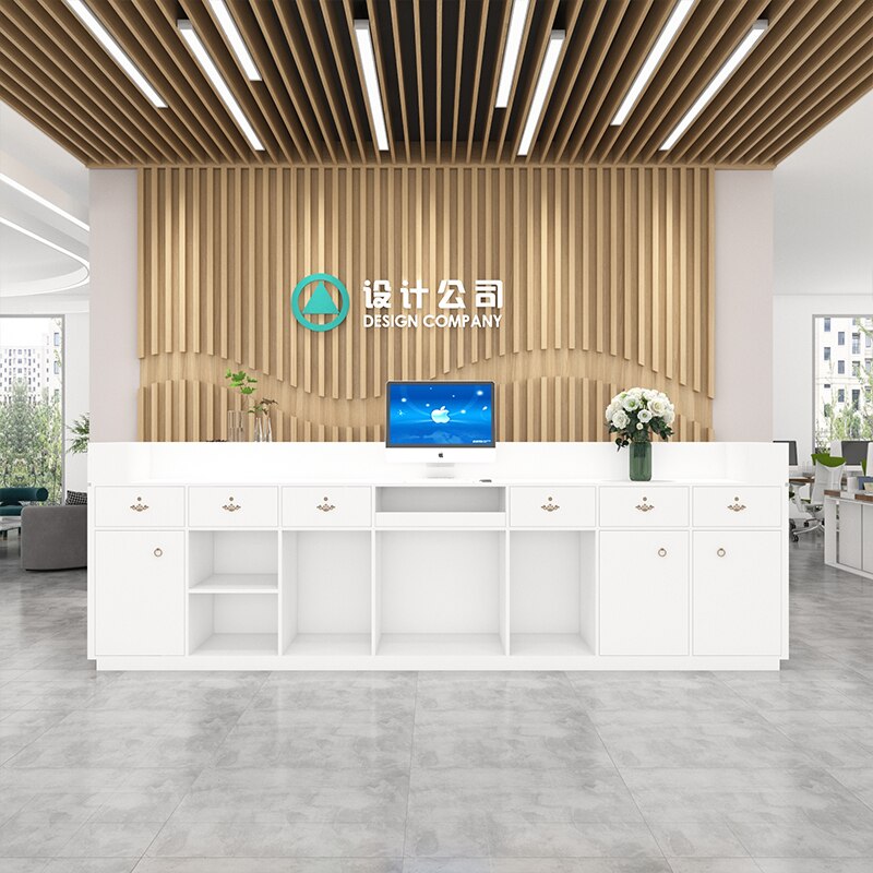 Simple Modern Company Reception Desks Clothing Store Small Bar Table Beauty Salon Cashier Counter Homestay Hotel Reception Table 5