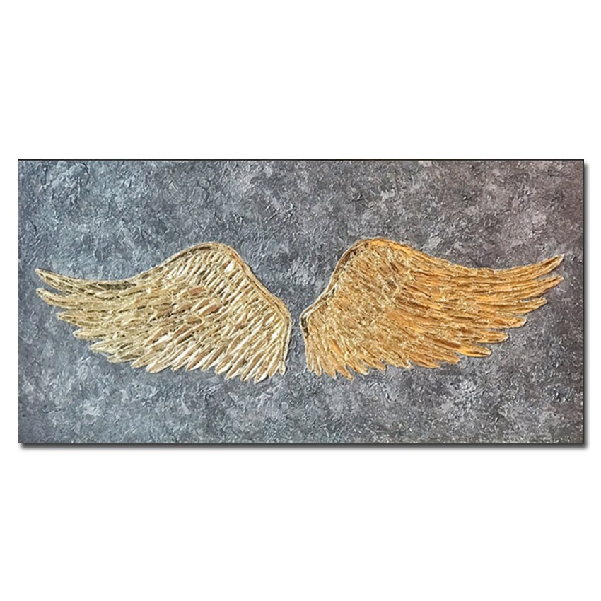 Angel Wings Handmade Gold Oil Paintings On Canvas China Large Contemporary Wall Art Picture Office Unframe Home Decoration 5