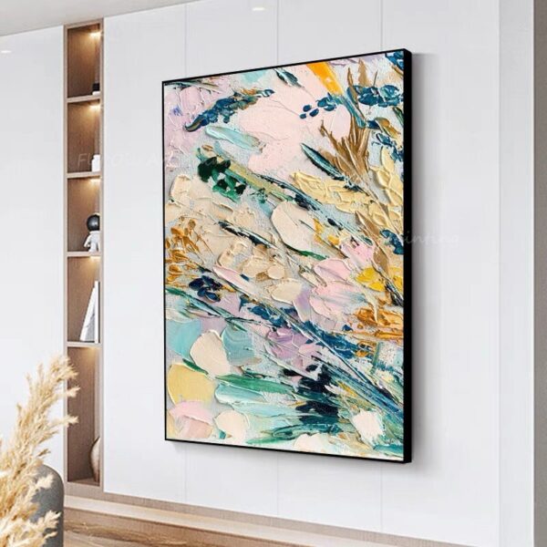 100% Handmade colorful thick knife abstract large size art picture pop design oil painting for office living room decoration 4