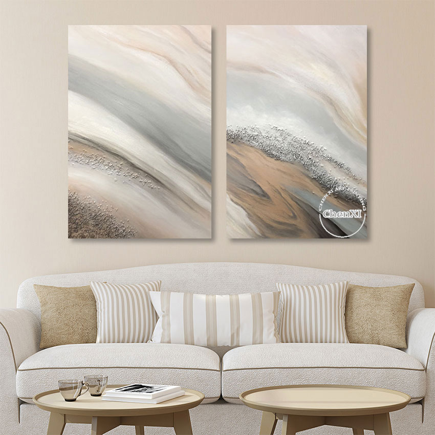 Abstract Design 2PCS Oil Painting Unframed Canvas Bedroom Wall Art Showpieces Picture For Office Room Decoration Free Shipping 4