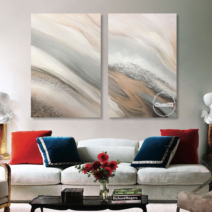Abstract Design 2PCS Oil Painting Unframed Canvas Bedroom Wall Art Showpieces Picture For Office Room Decoration Free Shipping 5
