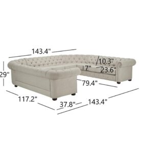 Chesterfield 11-Seat Sectional Sofa Linen Sofa for Living Room 6