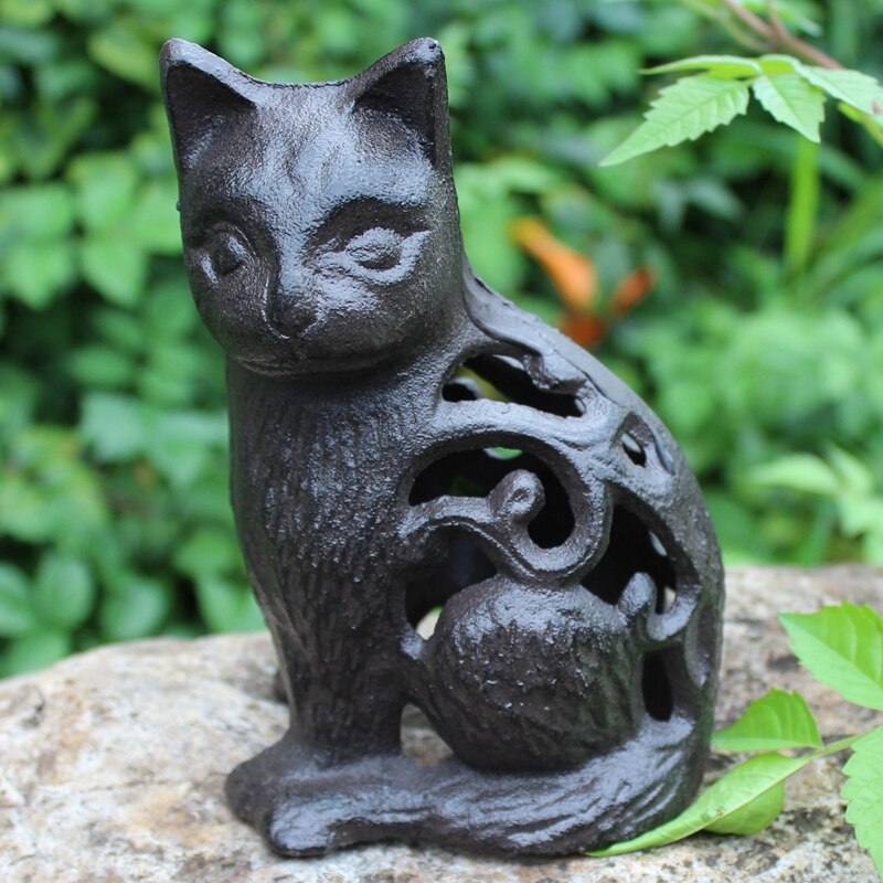 European-style Creative Retro Nostalgic Cast Iron Crafts Wrought Iron Hollow Cat Shape Ornaments Home Garden Decorations 1