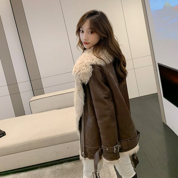 2022 Imported Tuscan Fur Integrated Female Lamb Curly Fur Coat Mid-Length Young Motorcycle Clothing winter jacket for women 4