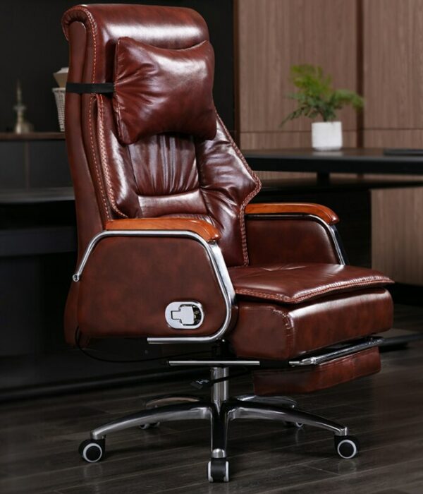 Leather computer chair household office chair office stool long sitting chair solid wood boss chair lying massage 5
