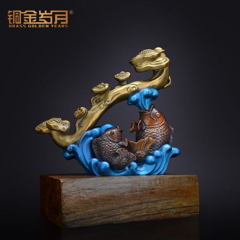 Huang Bronze Statue Decoration Crafts Ruyi Koi New Chinese Soft Decoration Home Sculpture Ornament Living Room 1