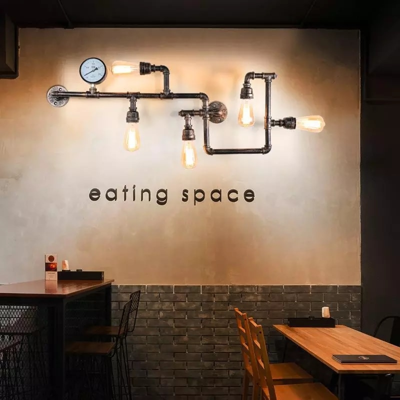 Loft Industrial LED Wall Light Iron Rust Water Pipe Retro Wall Lamp Vintage E27 Sconce Lights Home indoor Lighting Fixtures 3