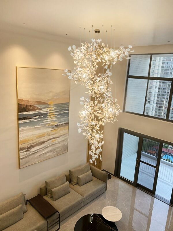 Modern Ceramics Leaves LED Chandeliers For Living Room Luxury Design Hanging Lamps Hotel Art Lobby House Decor Lighting Fixtures 2