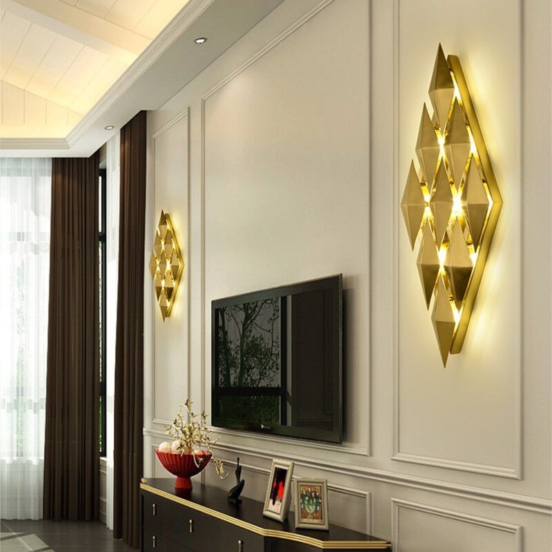 Creative Foyer Gold Led Wall Lamps Light Bedroom Bedside Aisle Wall Sconce Surface Mount Nordic Loft Wall Decoration 220V 5