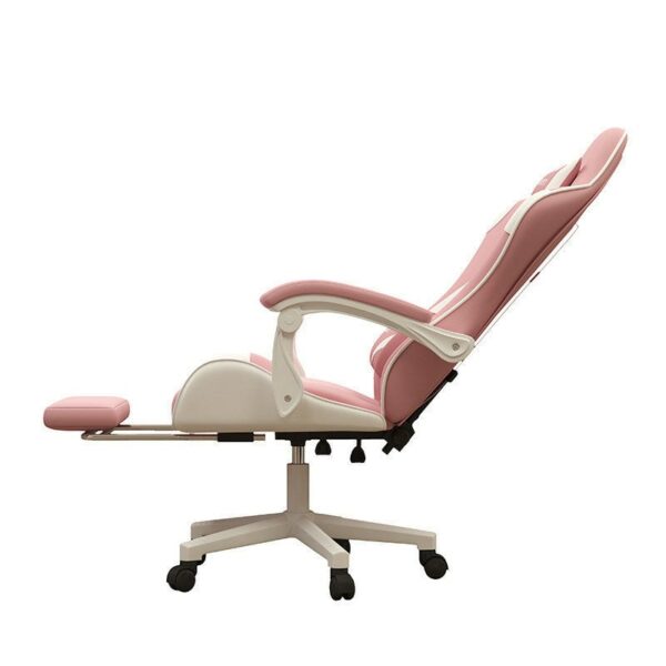 Gaming Chair Pink Comfortable Live Computer Chair Anchor Boss Can Lie Lift Backrest Home Chair PU Leather Office Chair Footrest 5