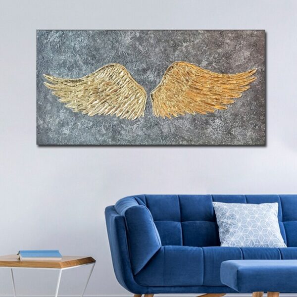 Angel Wings Handmade Gold Oil Paintings On Canvas China Large Contemporary Wall Art Picture Office Unframe Home Decoration 6