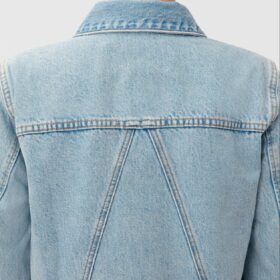 Women Single Breasted Denim Jacket Light Blue Turn-down Collar Long Sleeve Cardigan Female Casual Straight Coat with Pocket 2
