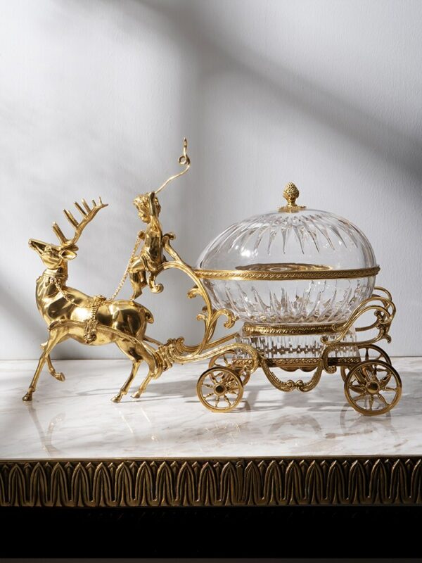 European-Style Transparent Crystal Glass Deer Carriage Candy Box Decoration High-End Luxury Living Room Entrance Fireplace 2