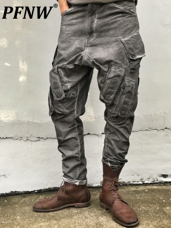 PFNW Darkwear Autumn Winter New Casual Tide Men's Multi Pocket Pants 3D Worn Chic Fashion Niche Design Style Overalls 12A5211 1