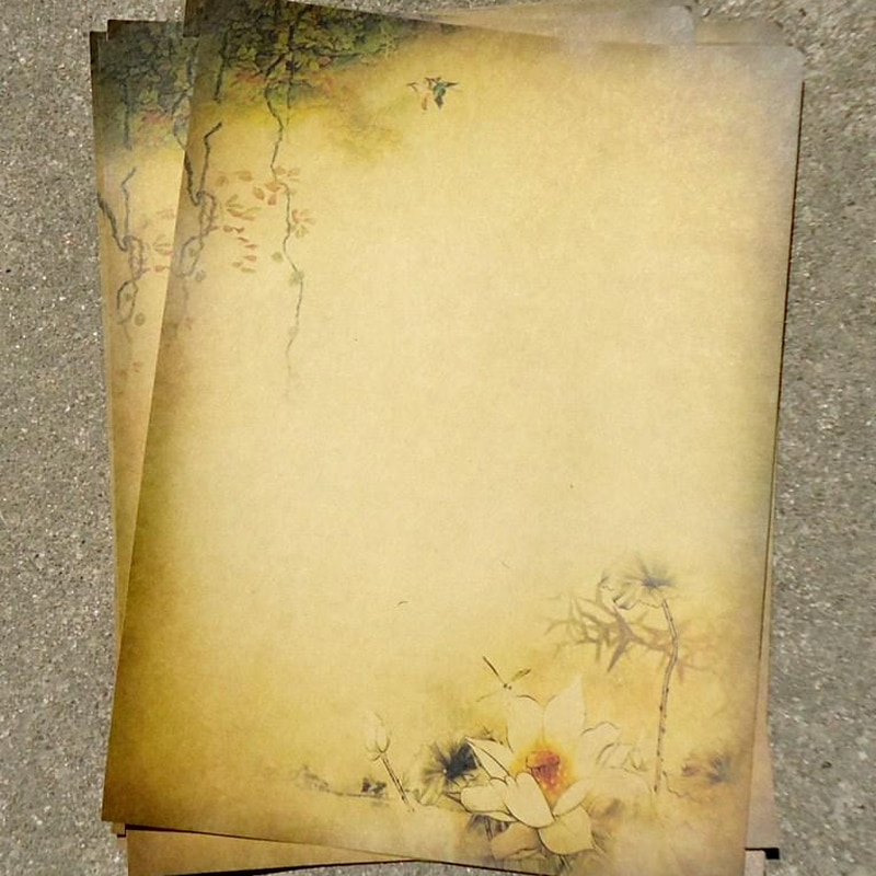 8Pcs/lot 265*188mm Vintage Kraft Paper Letter Papers Archaistic Landscape Art Stationery Writing Paper School Office Supplies 4