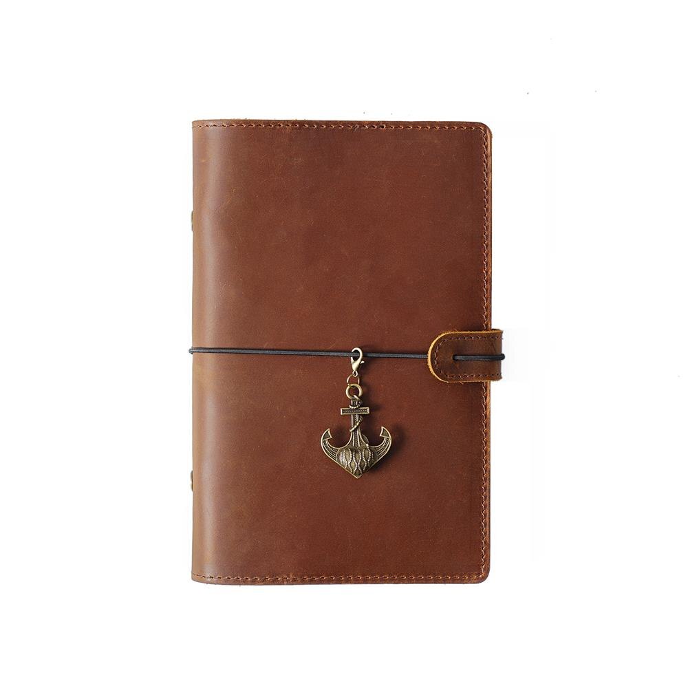 Retro Notebook Genuine Leather Luxury Handmade Vintage Spiral Diary A5 A6 A7 Cowhide Cover DIY Travel Journal Book 6