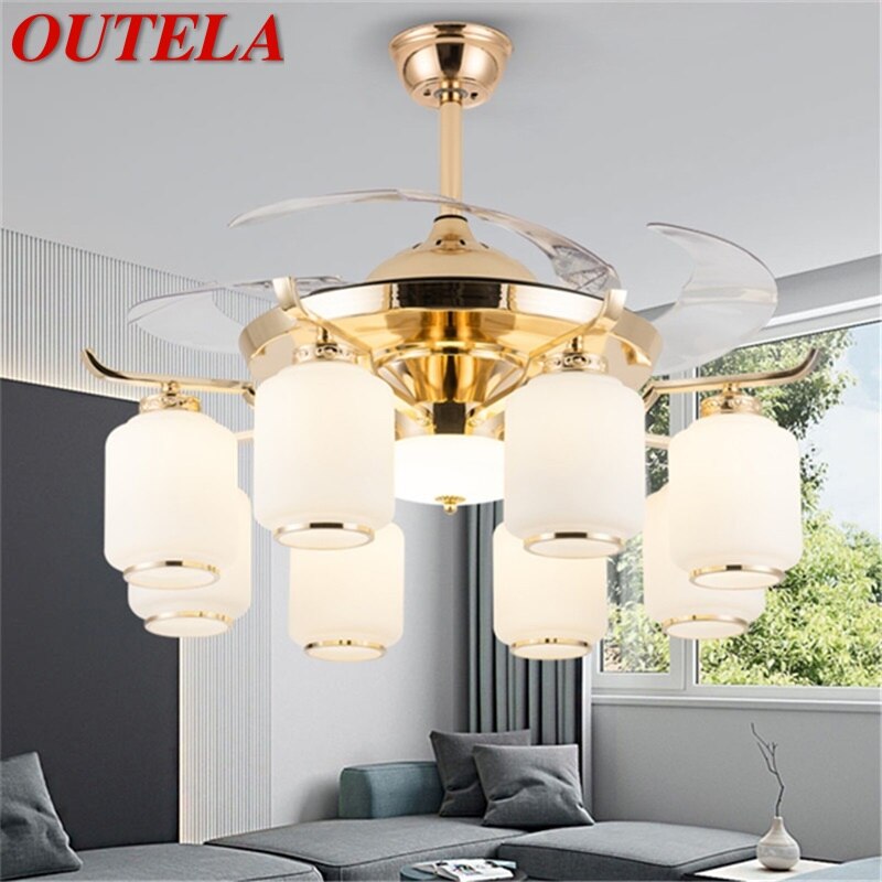 OUTELA Ceiling Fan Light Invisible Luxury Lamp With Remote Control Modern LED Gold For Home Living Room 1