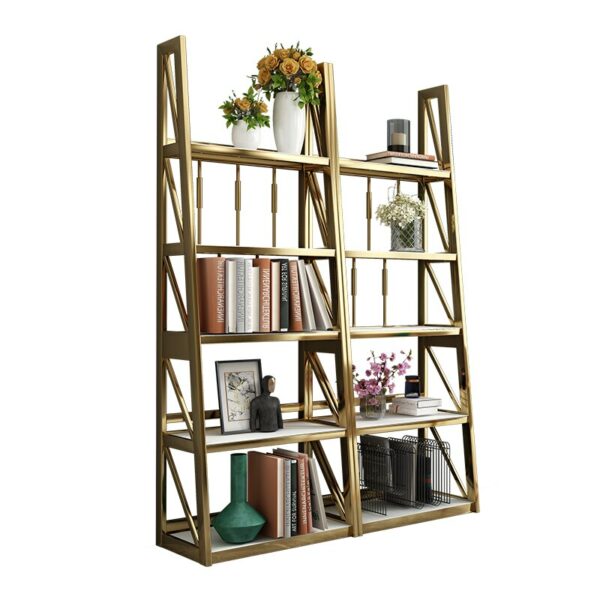 Light luxury bookshelf shelf floor simple modern stainless steel bookcase desk storage rack metal multi-layer storage rack 5