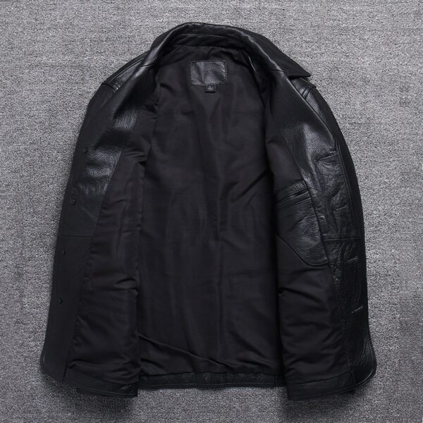 Long Jacket Men Genuine Leather Wind Coat Classic Black Plus Size Cowhide Jacket Casual Leather Cloth кожаная куртка мужская 3