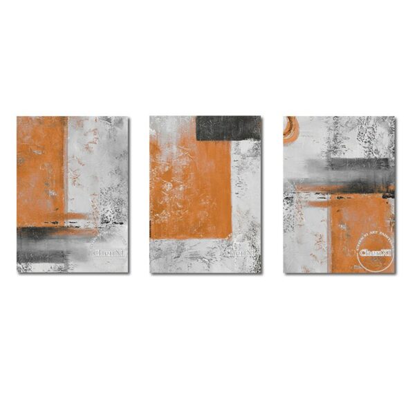 Orange And White Abstract 3PCS Oil Painting On Canvas Handmade Modern Wall Art Picture Office Home Decoration Paintings Unframed 6