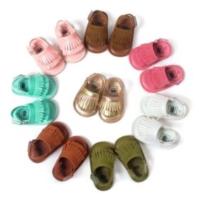 DHL 50pair Summer Children Shoes Prewalker PU Leather Baby Shoes Girls Princess Tassel Crib Shoes First Walkers 1