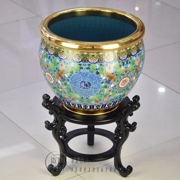 Beijing Enamel Zhang Xiangdong Cloisonne FINSBURY Painting Cylinder Red Copper Tire Villa Living Room Study Decoration High-End 4