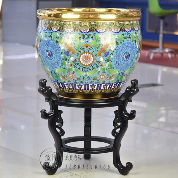 Beijing Enamel Zhang Xiangdong Cloisonne FINSBURY Painting Cylinder Red Copper Tire Villa Living Room Study Decoration High-End 3