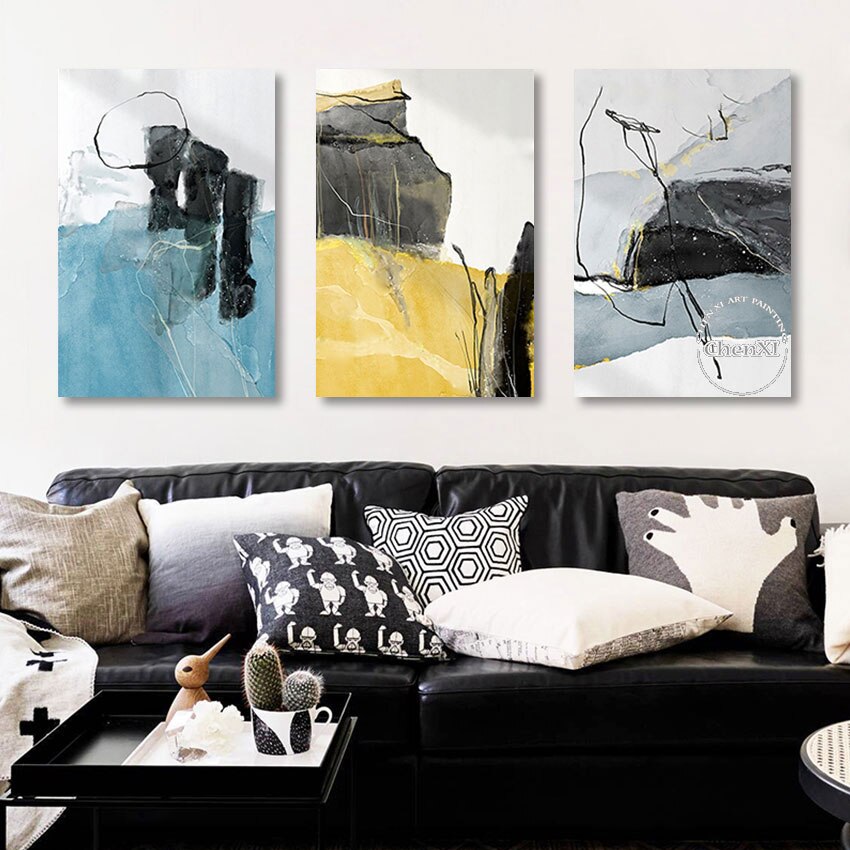 Free Shipping 3PCS Modern High Quality Abstract Oil Paintings On Canvas Large House Office Decoration Accessories Unframed 6