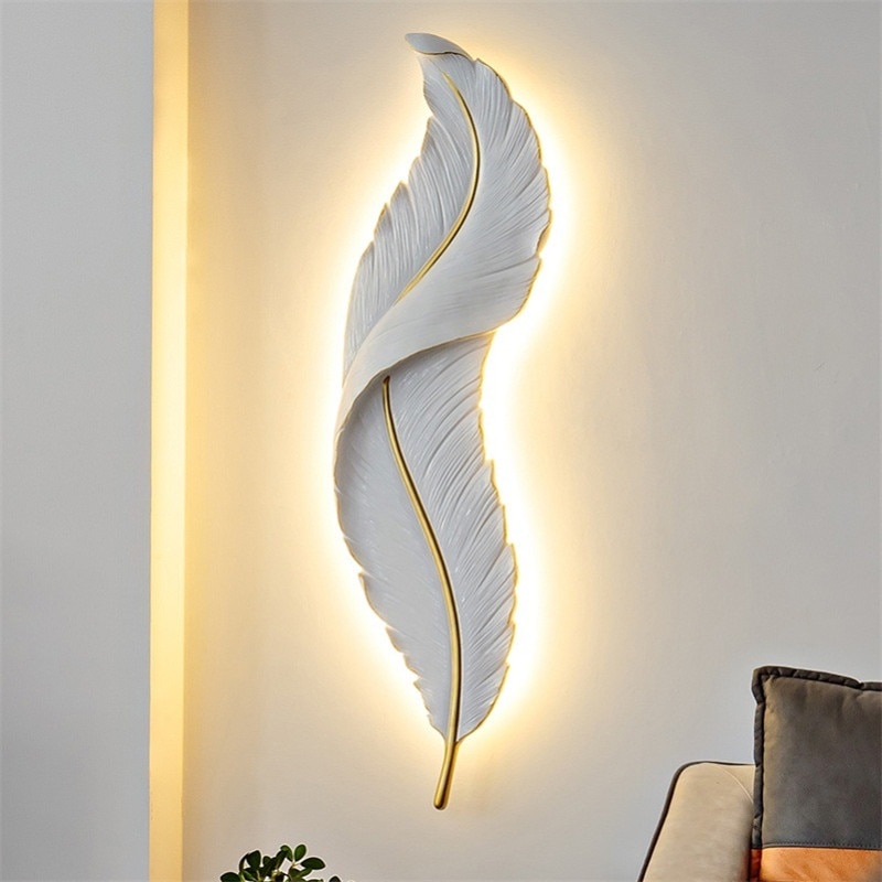 Modern Feather Wall Light RGB Led Wall Lamp for Bedroom Bedside Stairway Light Living Room Decoration Bathroom Decor Sconce 3