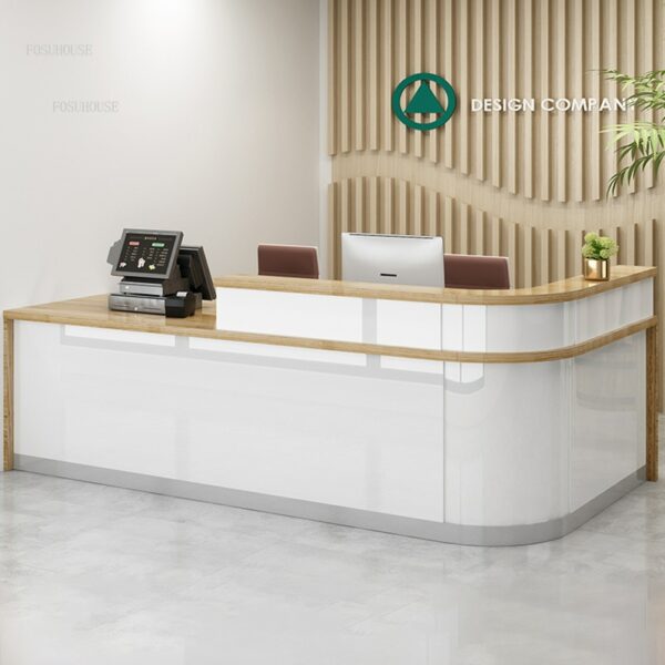 Nordic Company Reception Desks Modern Office Furniture Clothing Store Cashier Counter Corner Bar Counter Simple Commercial Table 2