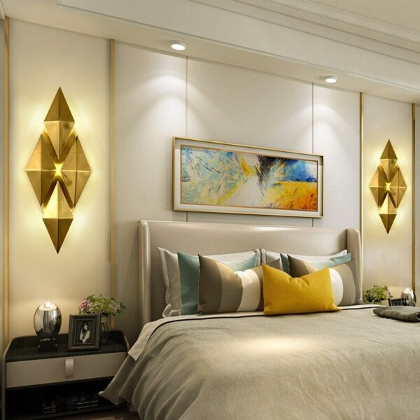 Creative Foyer Gold Led Wall Lamps Light Bedroom Bedside Aisle Wall Sconce Surface Mount Nordic Loft Wall Decoration 220V 3