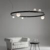 New Minimalist Creative Designer Ring Glass Ball Chandelier Nordic Living Room Household Magic Beans Black Lamps 1