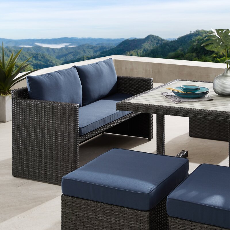 7 Pieces Rattan Furniture Set, Outdoor Wicker Patio Conversation Sofa w/Chair,Suitable Backyard Poolside Lawn Pool Garden Porch 3