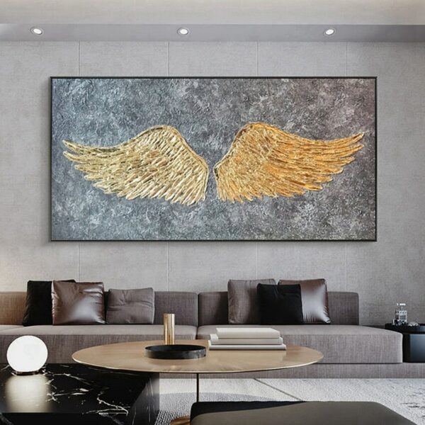 Angel Wings Handmade Gold Oil Paintings On Canvas China Large Contemporary Wall Art Picture Office Unframe Home Decoration 4