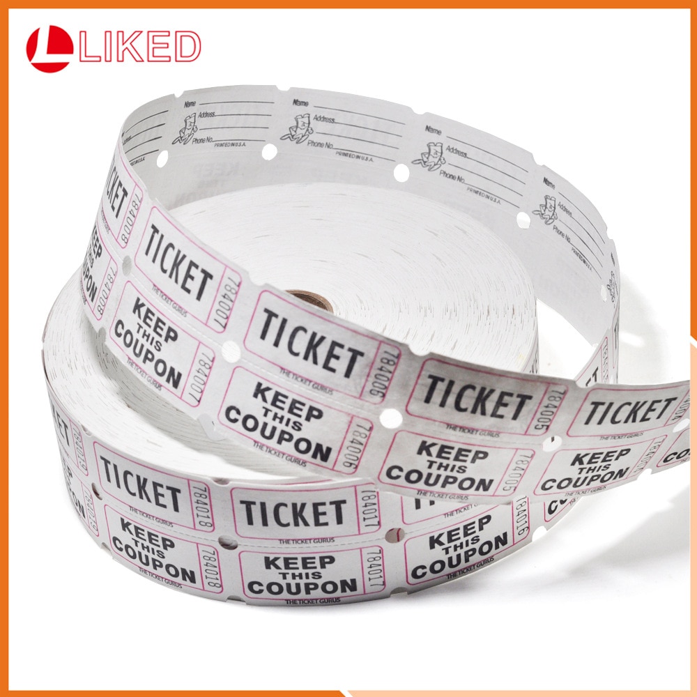 Custom Reel Serial Number Double Row Running Code Raffle Ticket Party ExChange Coupon Blue and White 2000 Pieces Per Roll 1