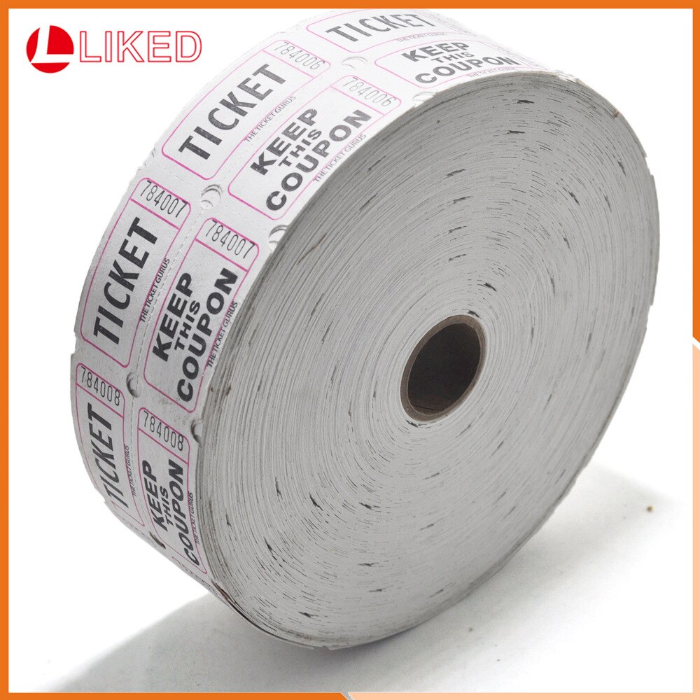 Custom Reel Serial Number Double Row Running Code Raffle Ticket Party ExChange Coupon Blue and White 2000 Pieces Per Roll 2