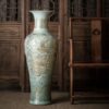 Jingdezhen Ceramics Powder Celadon Glaze Carved Dragon Pattern Light Luxury Gold Painting Large Vase Decoration Living Room 1