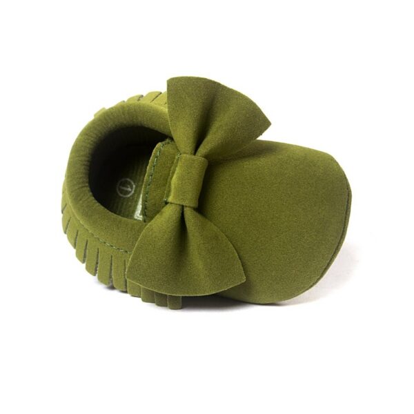 120pairs Bow Suede Baby Girl Shoe Leather Fashion Children Moccasins Solid Color First Walker Toddler Shoes Multi-Color 0-2years 6