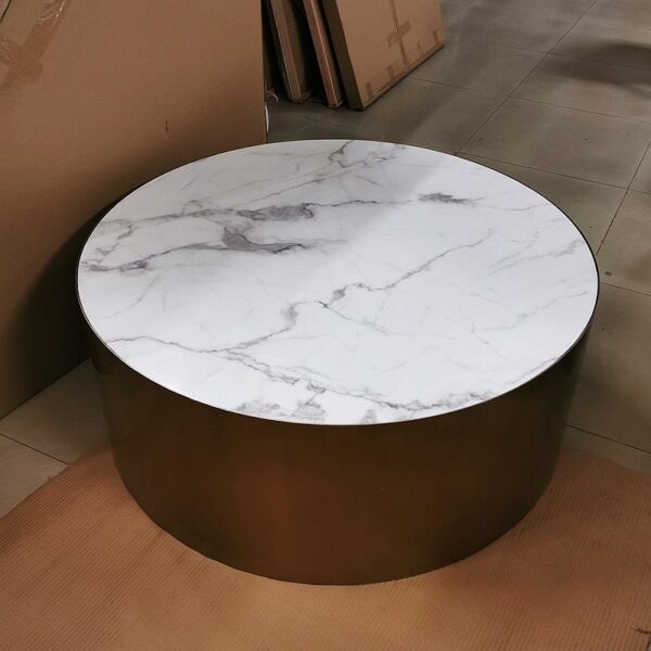 New Fashion Stainless Steel Titanium Marble STONE Round Coffee Table Nordic Luxury Coffee Table Living Room 6