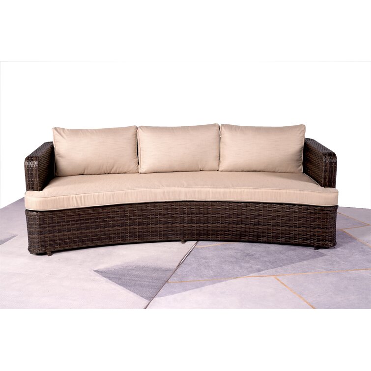 88.98'' Wide Outdoor Wicker Patio Daybed with Cushions 6