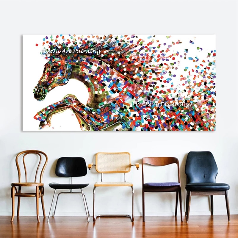 The Animal Painting Art Hand-painted Abstract Oil Painting Canvas Wall Home Decor Wall Pictures For Office Hotel Running Horse 6