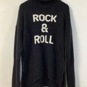 ZESSAM ROCK & ROLL Letter Cashmere Woman Sweater Long Sleeve Turtieneck Loose Female Pullover Classic Retro Lady Top 2023 3