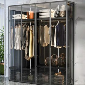 Metal Wardrobe, Household Bedroom, Whole House Custom All-aluminum Alloy Cloakroom Cabinet Combination Glass Wardrobe 3