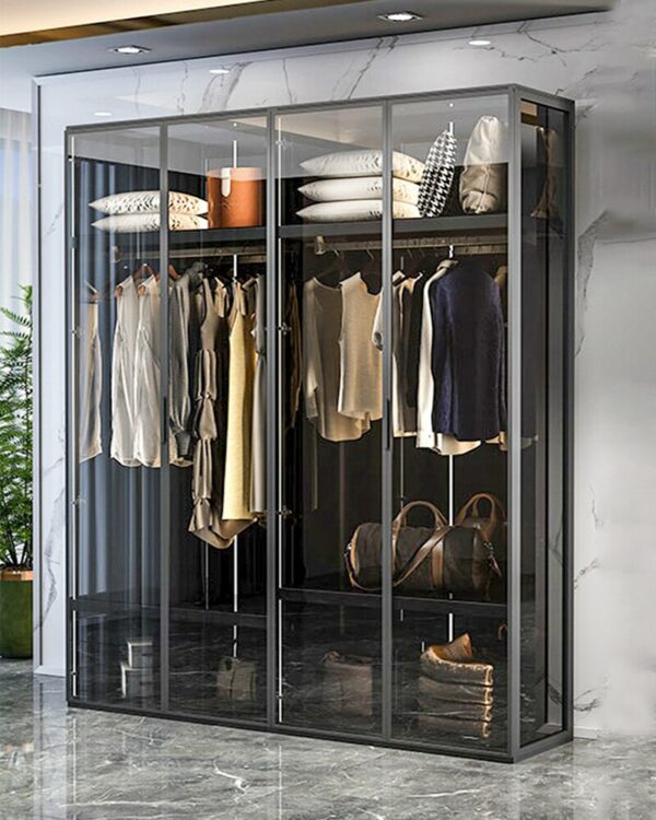 Metal Wardrobe, Household Bedroom, Whole House Custom All-aluminum Alloy Cloakroom Cabinet Combination Glass Wardrobe 3