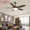 FAIRY Retro Simple Ceiling Fan Light Remote Control with LED 52 Inch Lamp for Home Living Dining Room 1
