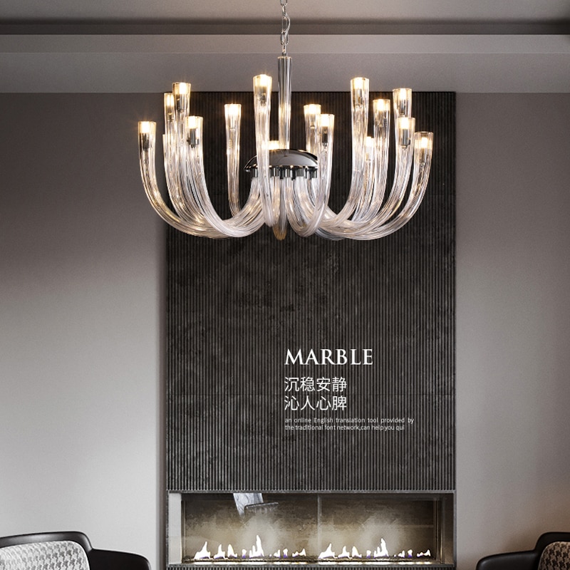Post-Modern Simple Living Room U Shaped Glass Chandelier Italian Designer Light Luxury Bedroom Personality Art Lamp ZR58D68 4