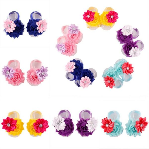 Cheapest Floral Baby Girls Foot Cover 2-Flower Fashion Diamond Newborn Foot Slippers Elastic Foot Bands Wristband Sock 2