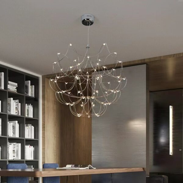 Duplex Townhouse Living Room Stainless Steel Shandelier Hotel Club Manor Starry Fireflies Creative Branches Nordic Lamps 4