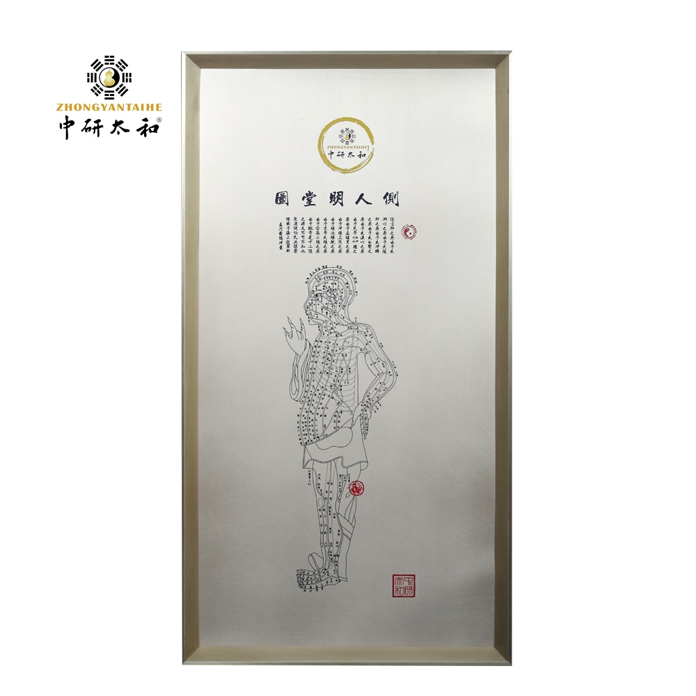 ZHONGYAN TAIHE High Grade Decorative Wall Chart Pure Copper Frame Handmade Human Acupoint Map Suitable For Office 1