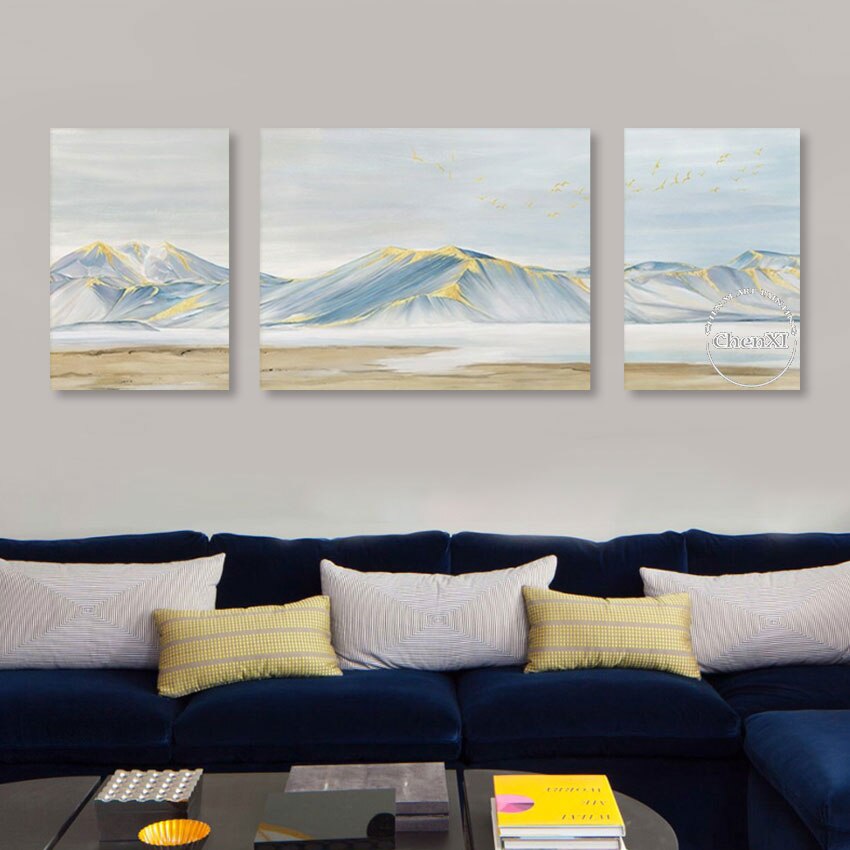 Quality Mountain Gold Foil Artwork Handmade Oil Painting Art On Canvas Large Contemporary For Unframed Office Wall Decoration 6